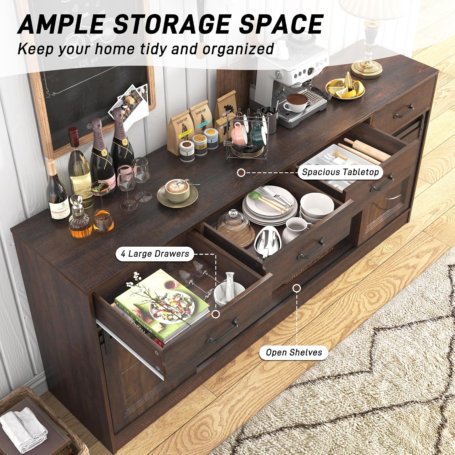Farmhouse Sliding‑Door Sideboard Buffet
