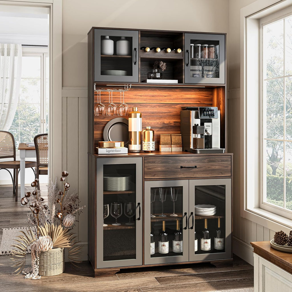 Brown Kitchen Hutch Pantry Cabinet
