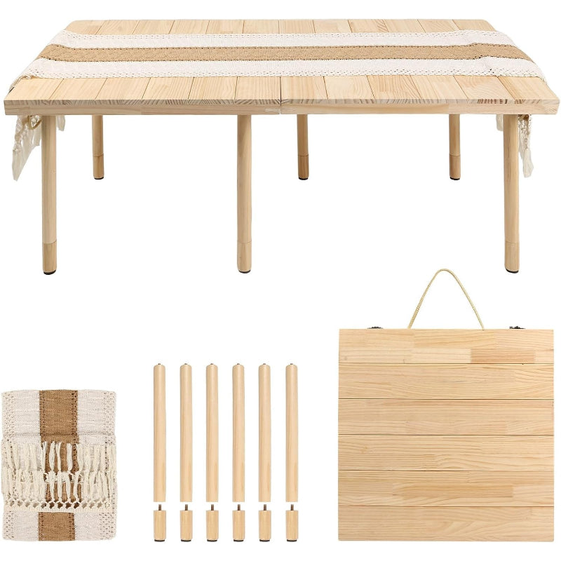 Boho Foldable Low Wooden Picnic Table