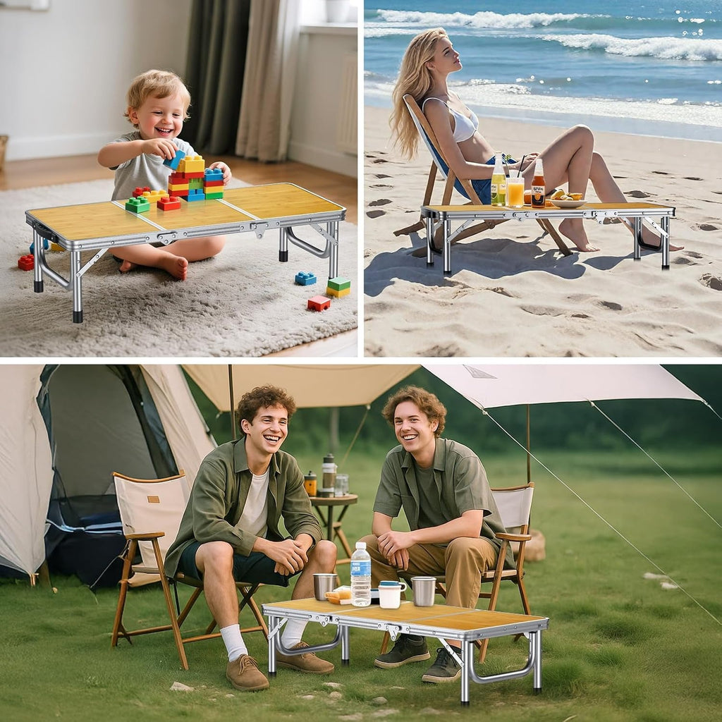 Yellow Low Aluminum Folding Camping Table