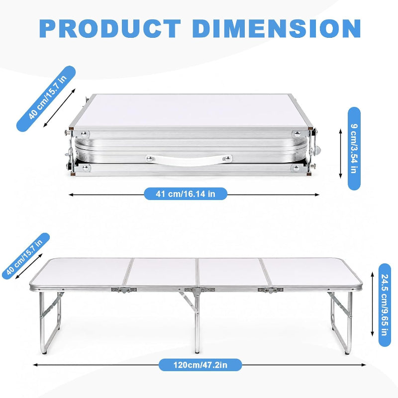 White Portable Aluminum Camping Table
